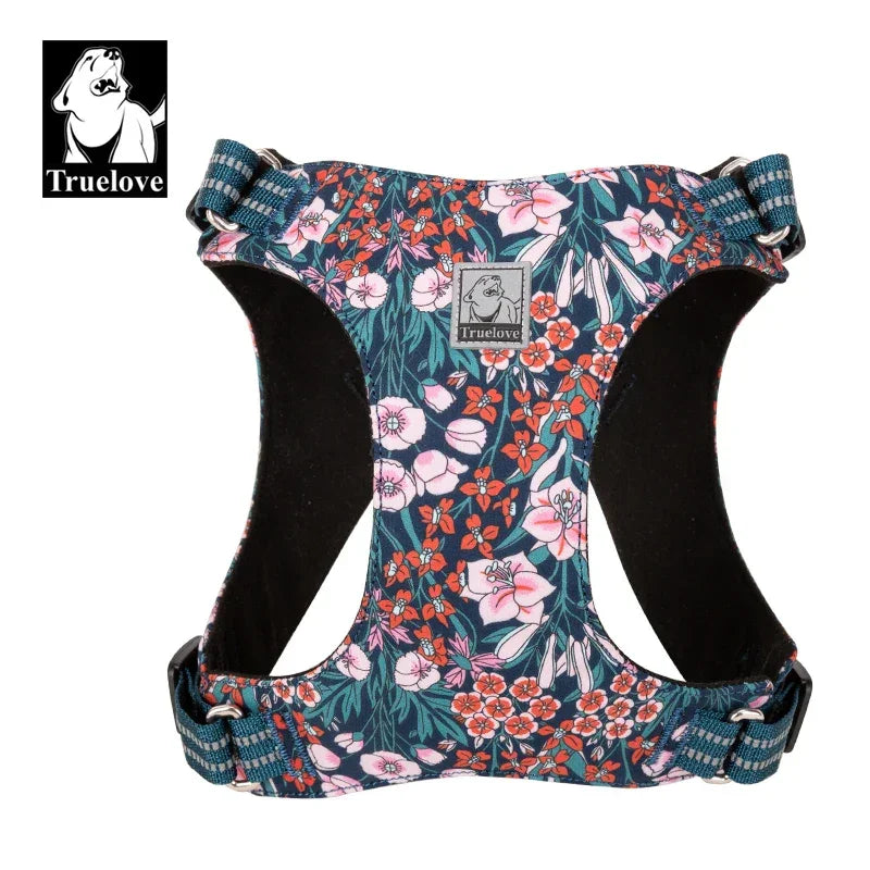 Truelove Pet Harness Floral Floral Doggy Harness Dog Vest Type Dog Walking Chain Small Medium Puppy Cat Printed Cotton TLH1912 Peaceful Pleasures Health and Wellness