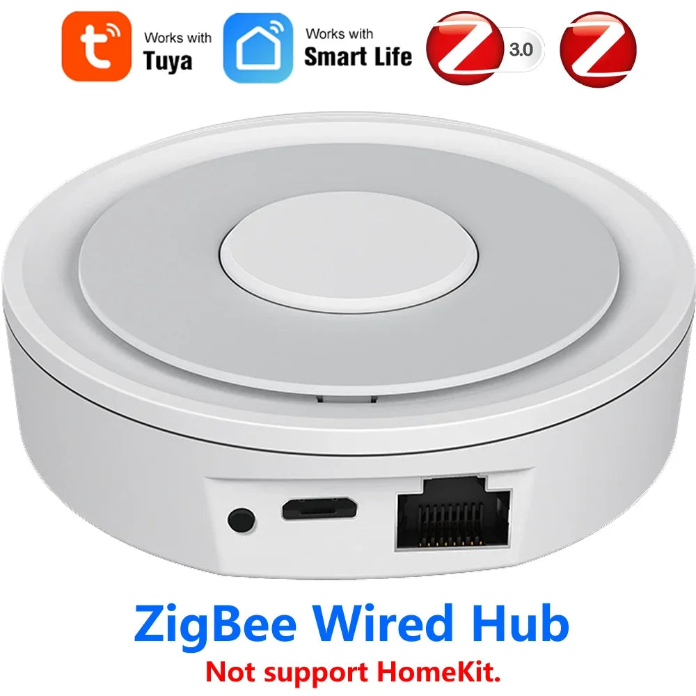 Tuya ZigBee Wireless/Wired Smart Gateway Hub Bridge Remote Linkage Devices WiFi Central Control Host Works With Smart Life APP Peaceful Pleasures Health and Wellness ZigBee Wired Hub