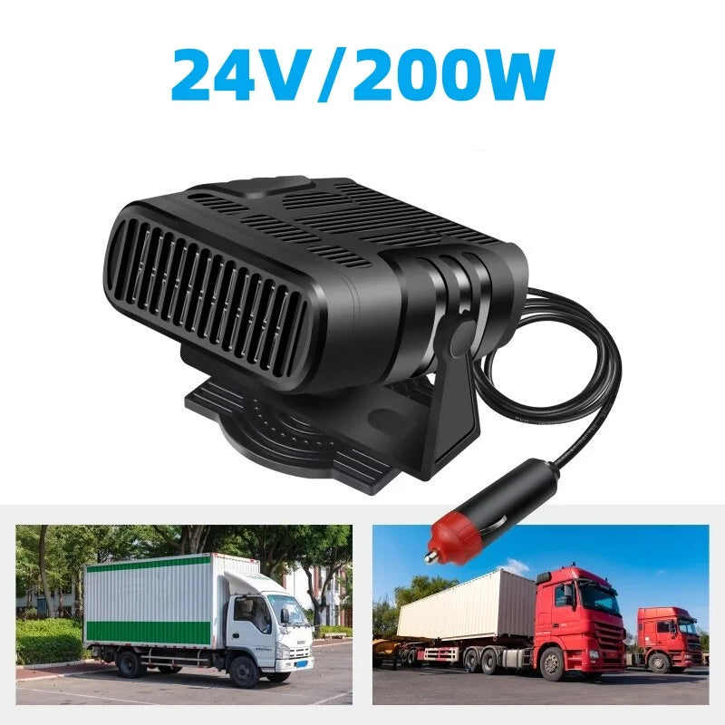 2 IN 1 Car Heater Defroster Auto Windshield Defogger With Plug in Cigarette Lighter Auto Dryer Car Accessories 12V/24V Peaceful Pleasures Health and Wellness 24V Black