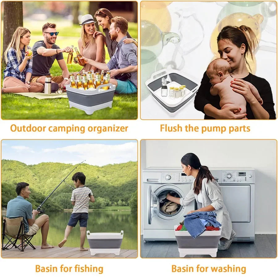 Collapsible Vegetable Wash Basin with Drain Plug | Portable Collapsible Kitchen Basin Peaceful Pleasures Health and Wellness