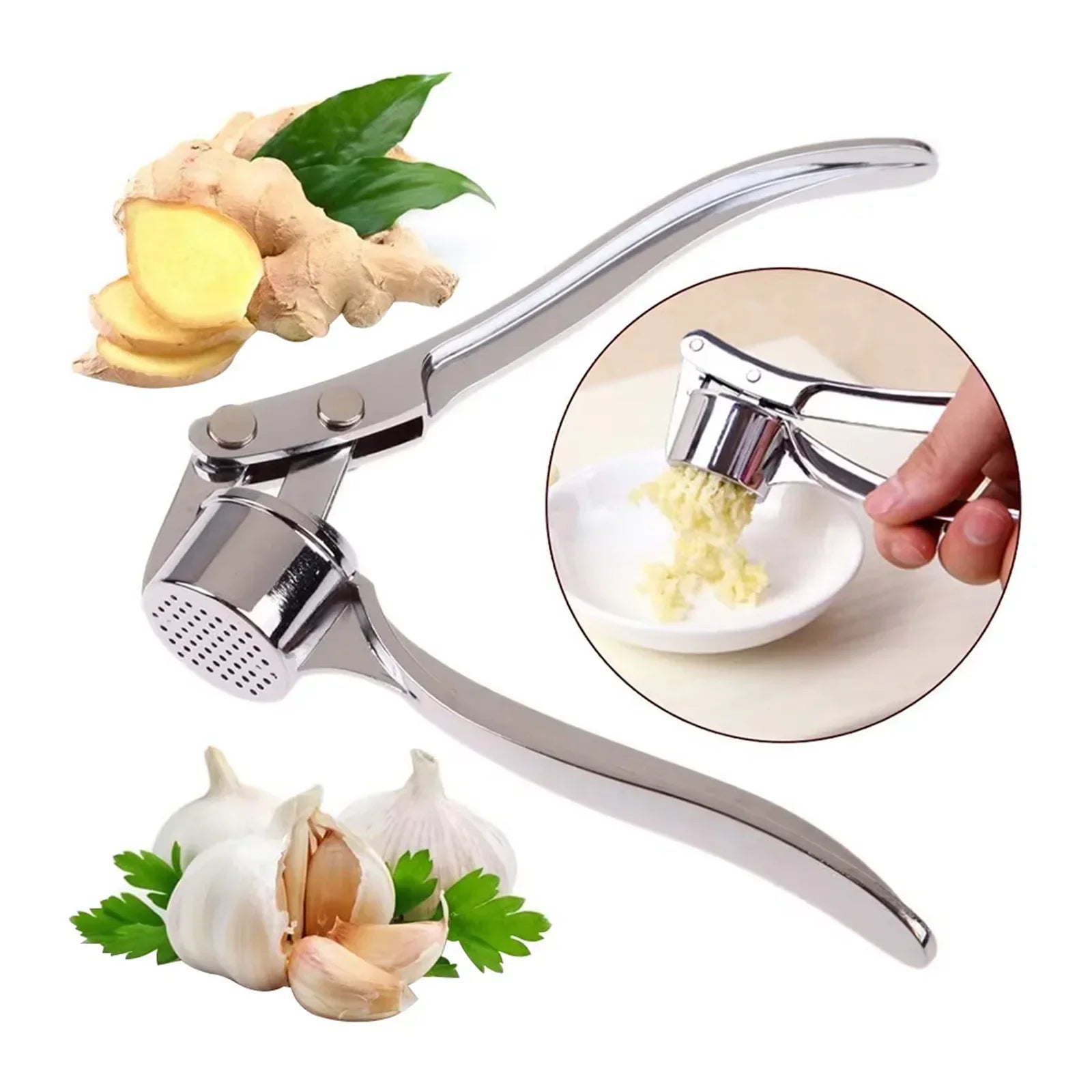 Garlic Press Crusher Mincer Kitchen Stainless Steel Garlic Smasher Squeezer Manual Press Grinding Tool Kitchen Accessories Peaceful Pleasures Health and Wellness