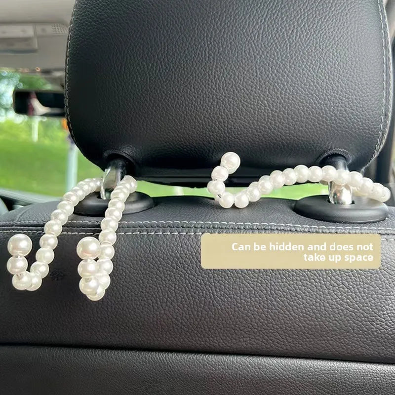 Creative Stylish Pearl Car Seat Hook Elegant Backrest Organizer Multifunctional Car Mounted Hook Women Car Decor Accessories Peaceful Pleasures Health and Wellness