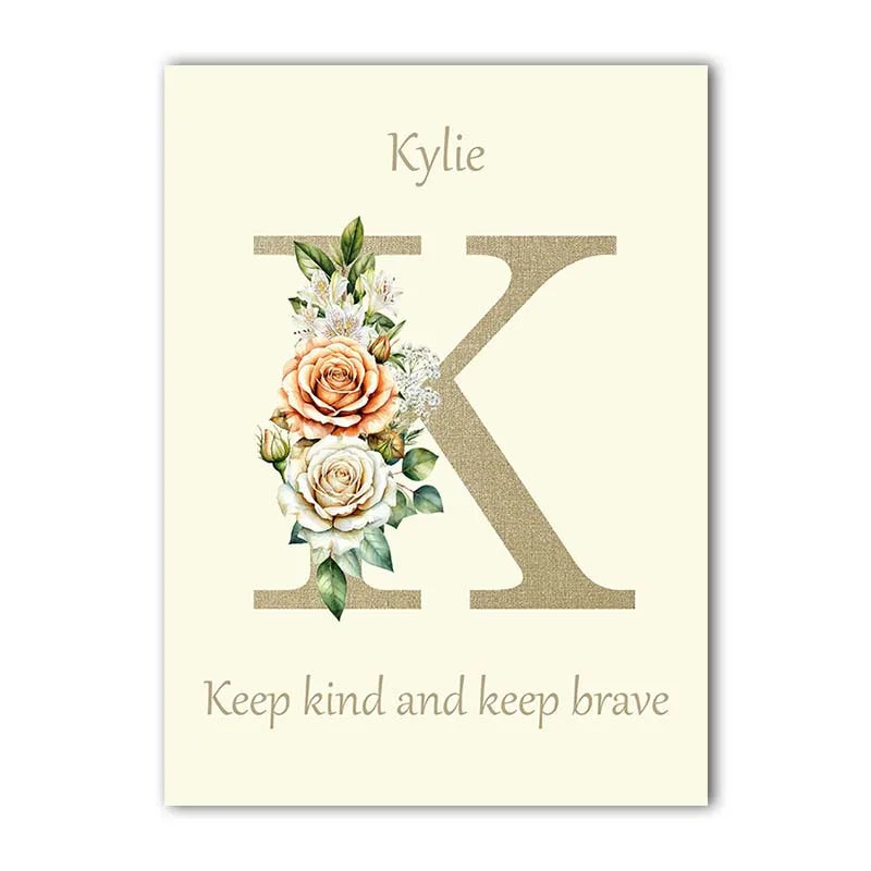 Custom Name Nursery Canvas Art | Bunny Floral Kids Wall Decor