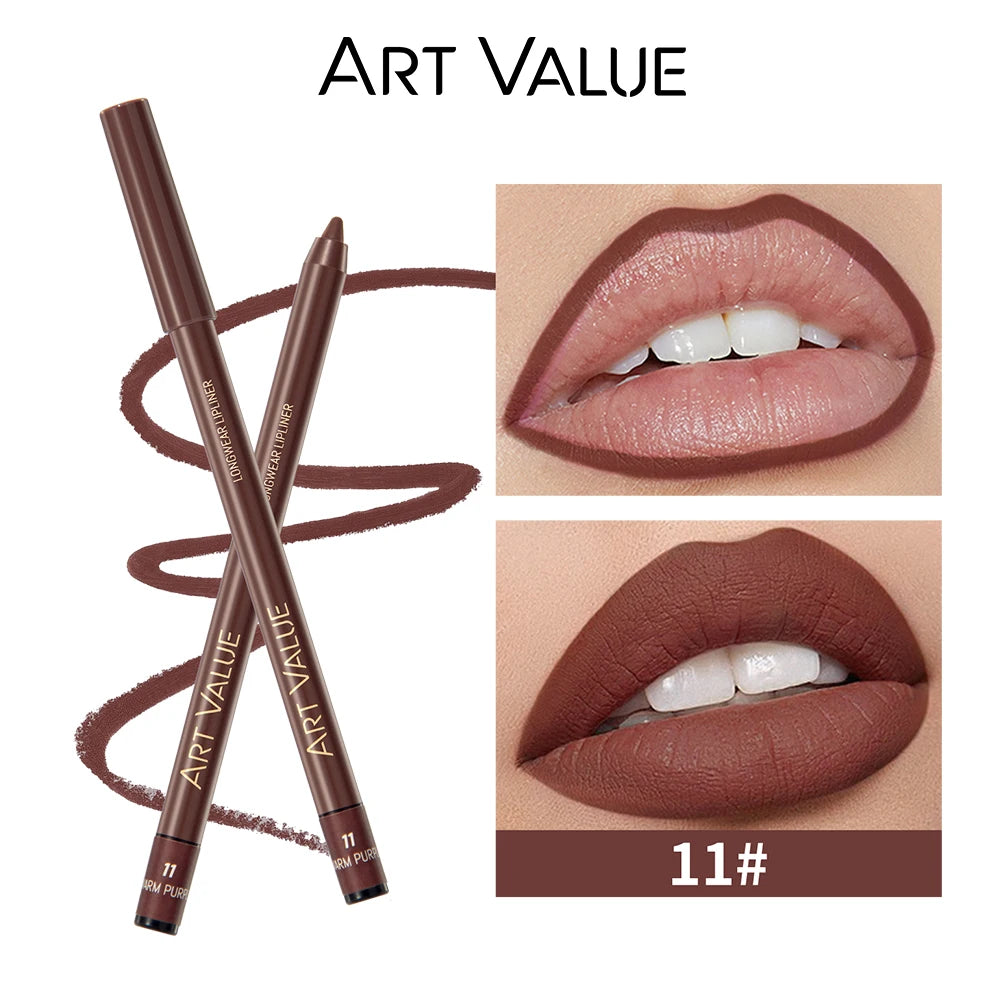 QIBEST Lipliner Pencil Matte Nude Red Contour Tint Lipstick Long Lasting Non-stick Cup Lipliner Pen Makeup Lip Stain Pencil Peaceful Pleasures Health and Wellness 11