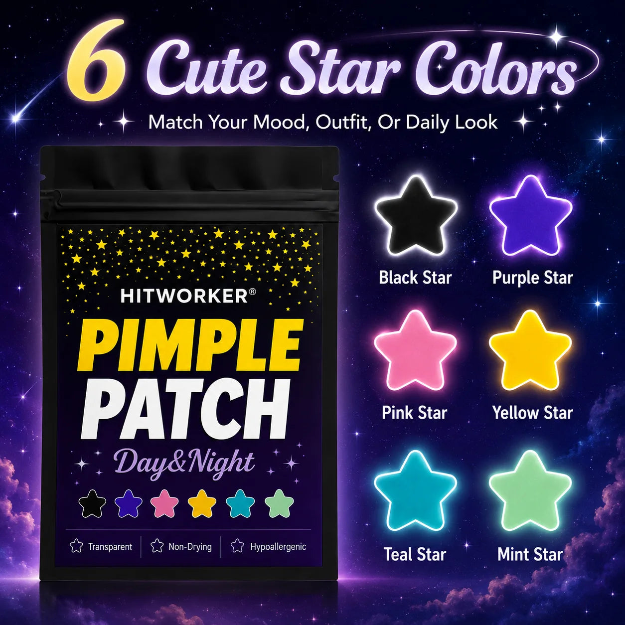 Star Hydrocolloid Spot Patches 240/720pcs – Cute Colorful Stickers