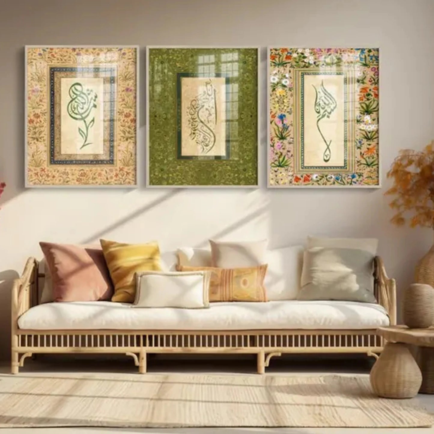 3-Piece Islamic Calligraphy Canvas Wall Art | Allahumma Salli