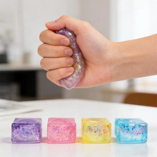Glitter Squishy Toy Stress Relief Toy Hand Squeeze Fidget Decompression Toy for Adults Kids Gift Peaceful Pleasures Health and Wellness