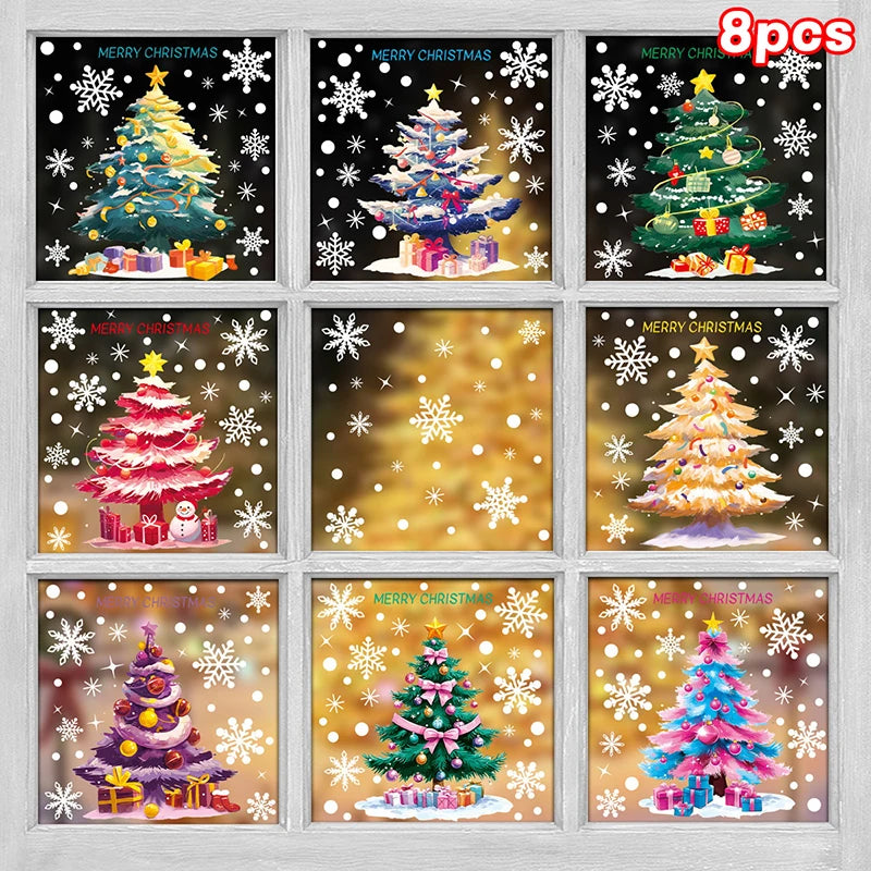 Christmas Window Clings – Tree, Snowman & Snowflake Decals