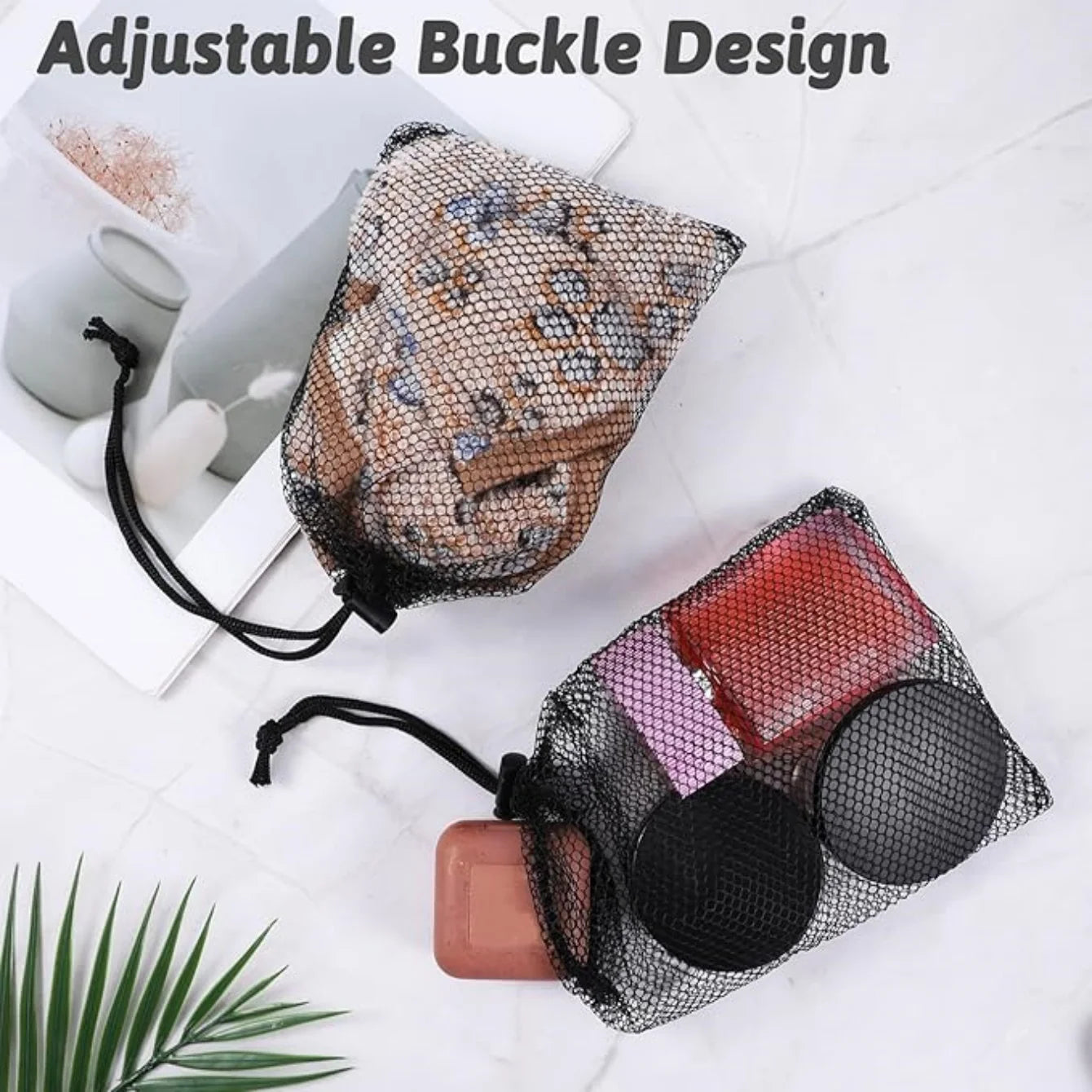 Black Mesh Drawstring Bag for Sports, Swimming & Travel Mesh Drawstring Bag Peaceful Pleasures Health and Wellness
