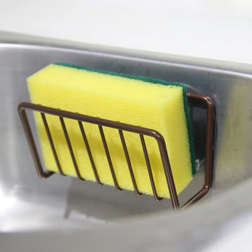 Sink Sponge Holder Rack – Wall Mount Steel Kitchen Organizer