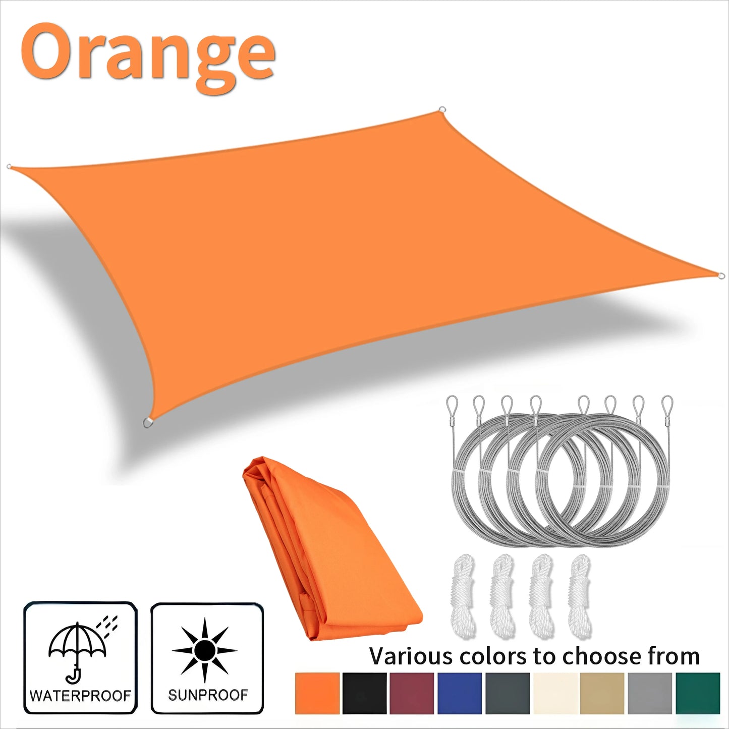 Waterproof Rectangle Sun Shade Sail – 98% UV Block Canopy