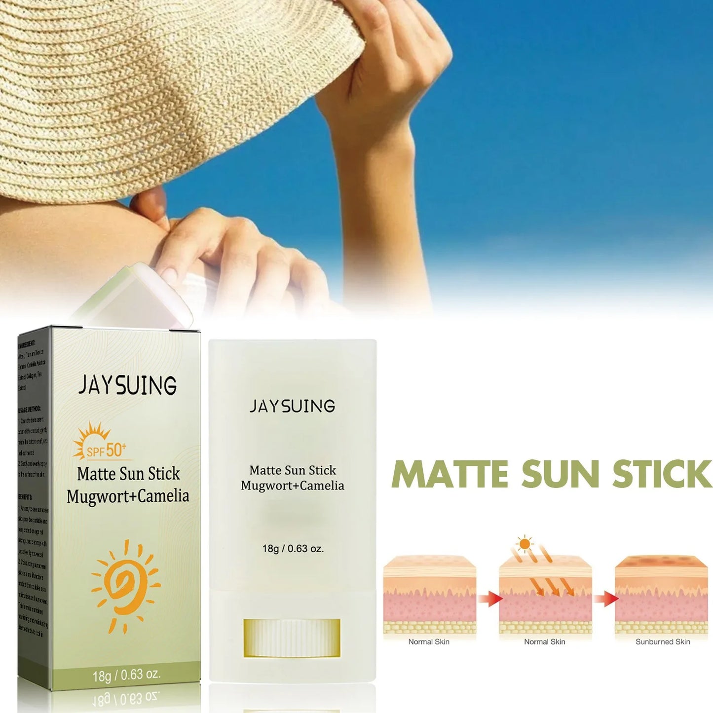 YOUNGCOME Matte Sunscreen Stick – Hydrating Facial Sunblock 18g
