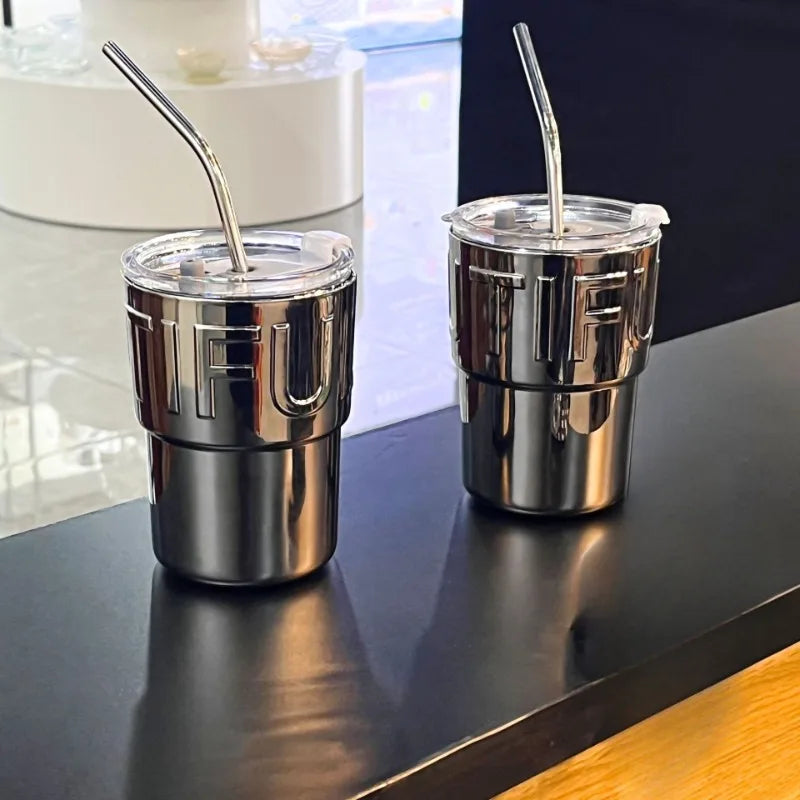 2026 New Glass Straw Coffee Cup, Female Ins Feng Shui Cup with Lid, Creative Cup, Internet Celebrity, Same Style Bamboo Node Cup Peaceful Pleasures Health and Wellness