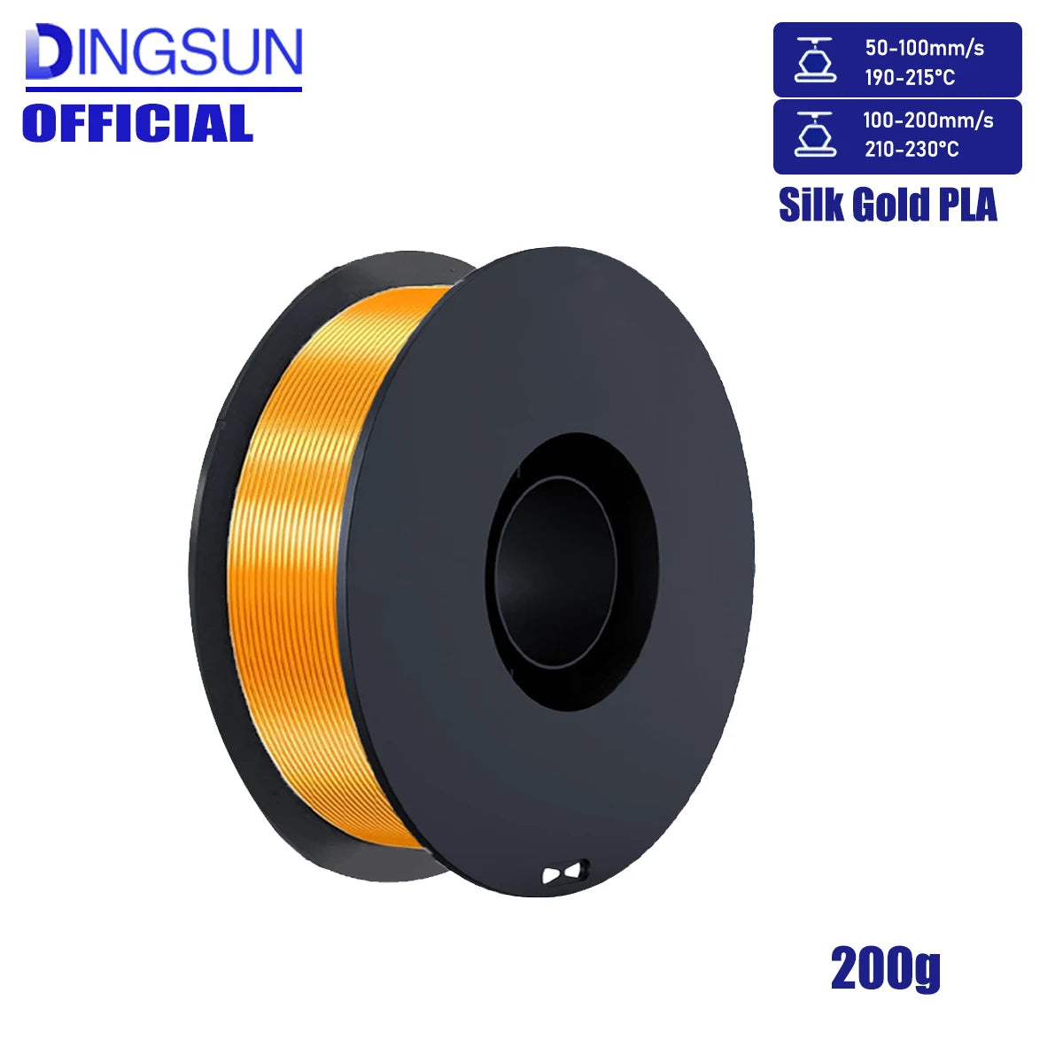 DINGSUN 3D Silk PLA+ Filament 1.75mm Multicolor 200g–1kg Spool