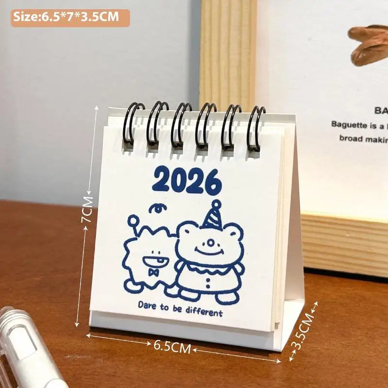 2026 Horse Year Mini Desk Calendar – Cartoon Coil Planner