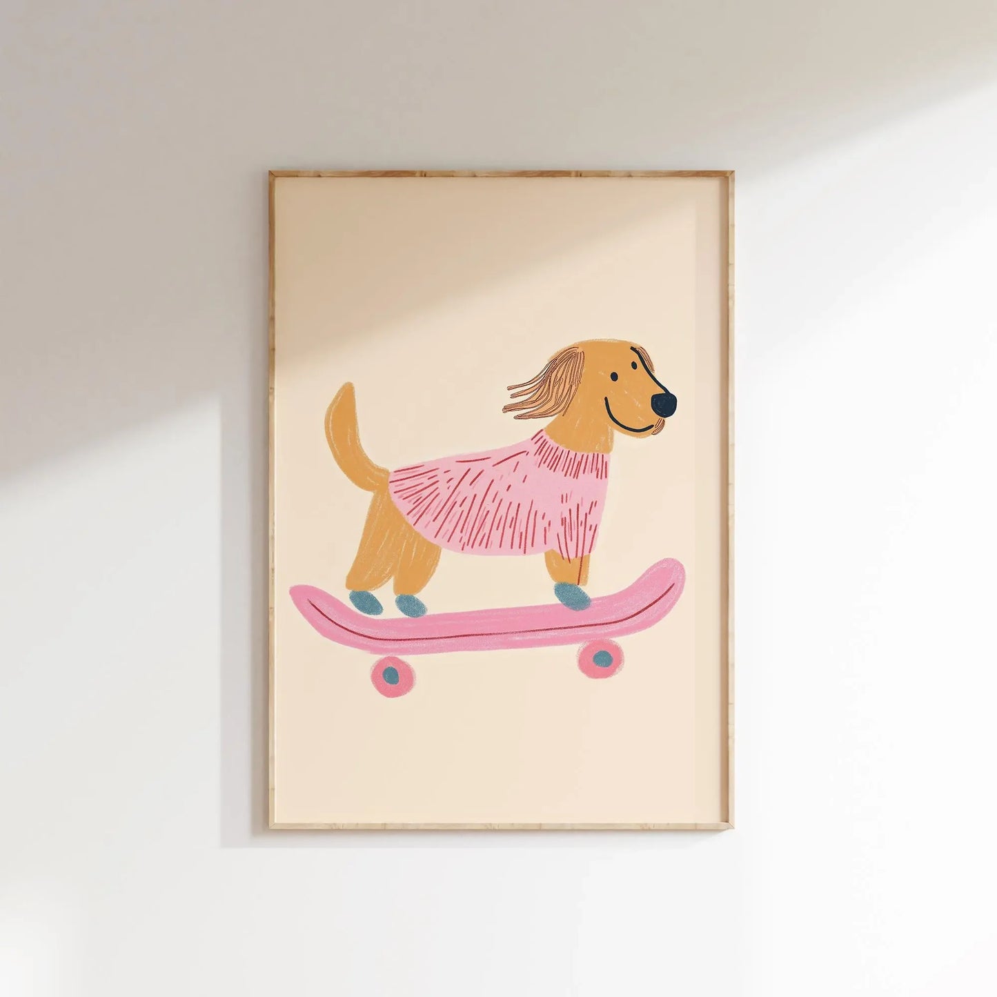 Cute Skateboard Dog Dachshund Canvas Prints Poster Cartoon Funny Animal Art Prints Bedroom Nursery Wall Art Home Decor Poster Peaceful Pleasures Health and Wellness VA645 40x60cm Unframed