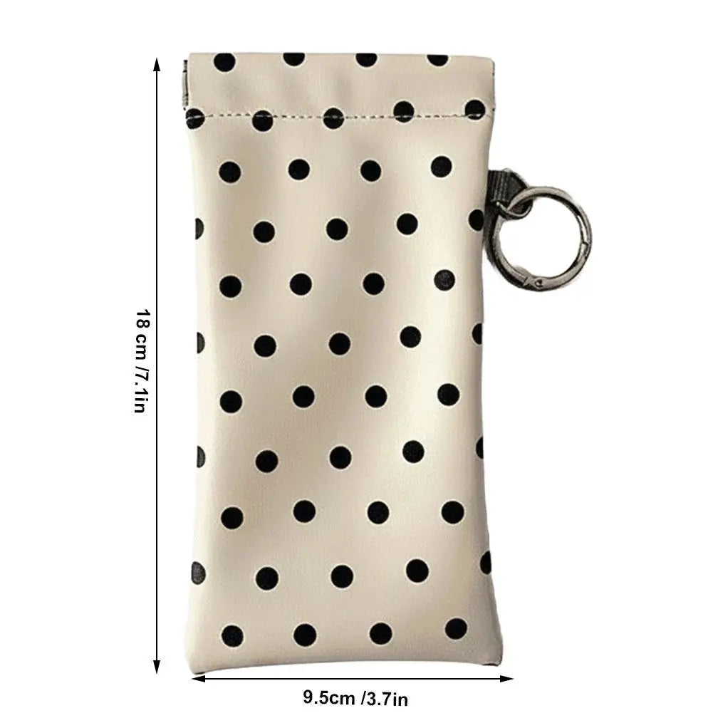 Polka Dot Glasses Case Soft Leather Sunglasses Pouches Keychain Hanging Bag Hanging Bag Eyewear Cases Bags With Cleaning Cloth Peaceful Pleasures Health and Wellness