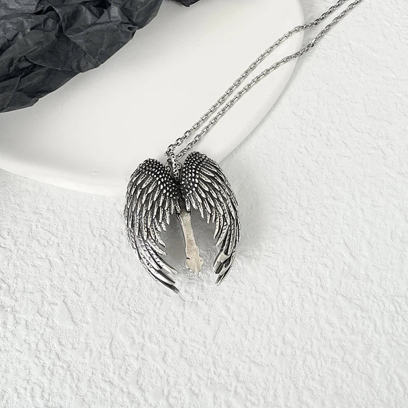 Angel Wings Cross Pendant Necklace | Unisex Gothic Punk Jewelry