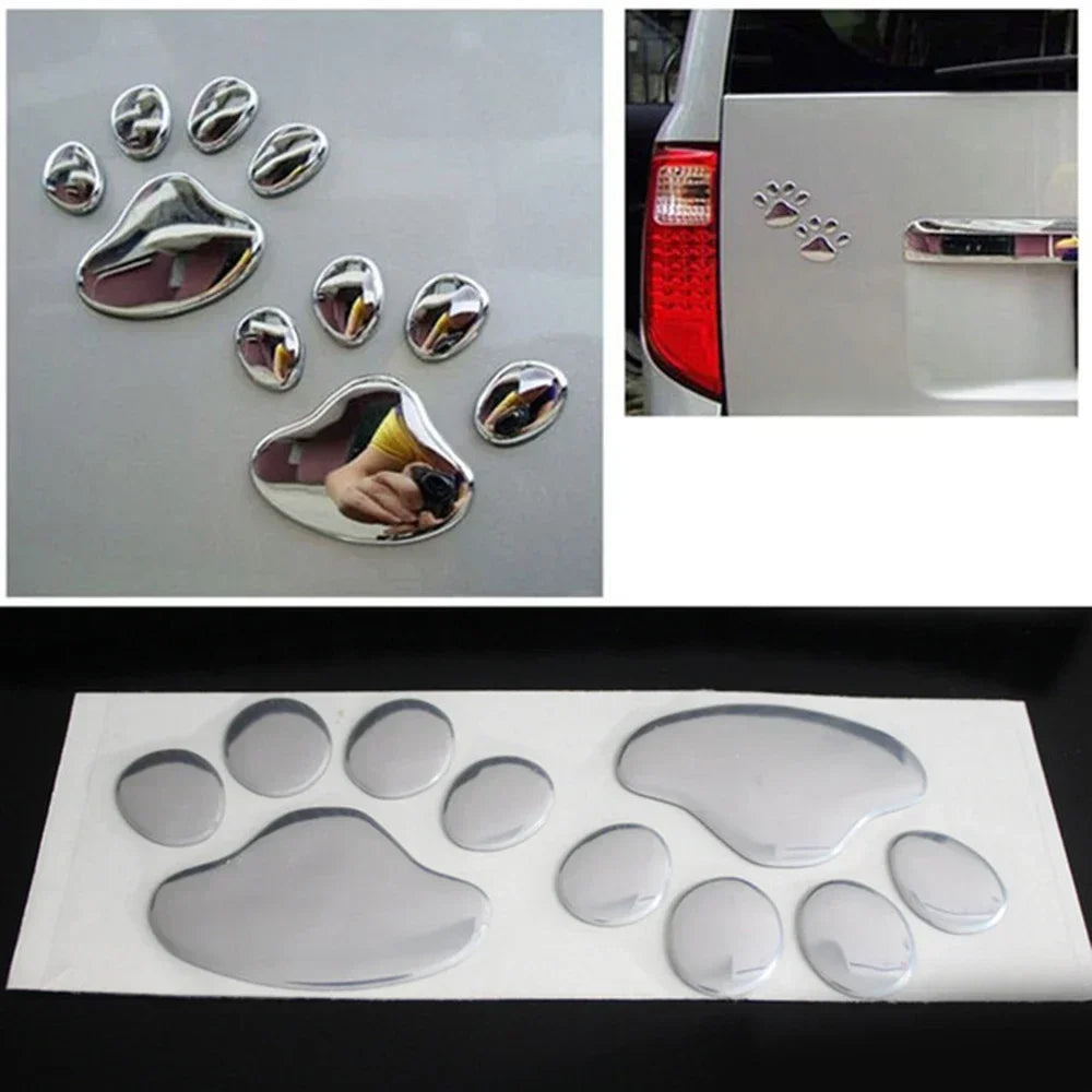 2PCS Car Sticker Cool Design Paw 3D Animal Dog Cat Bear Foot Prints Footprint Decal Car Stickers Silver Gold Auto Accessories Peaceful Pleasures Health and Wellness