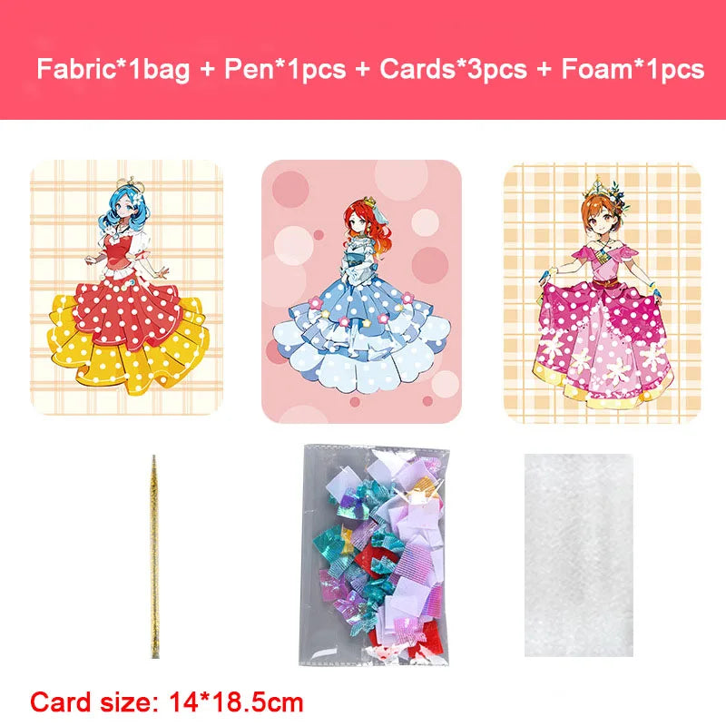 Creative Princess Puzzle Puncture Painting Board Pens Fabric Craft