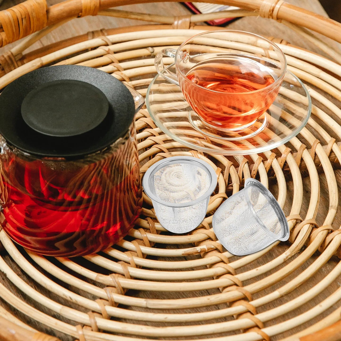 2Pcs Stainless Steel Tea Infuser Strainer Reusable Mesh Filter for Teapot Kettle Cup Home Tea Room Restaurant Daily Use Peaceful Pleasures Health and Wellness