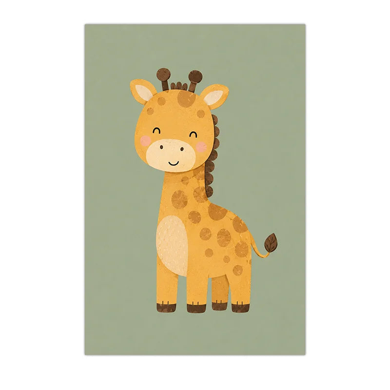 Nursery Animal Wall Art Cute Cartoon Safari Canvas Poster Prints For Baby Kids Bedroom Decor Peaceful Pleasures Health and Wellness 05 50x70cm NoFrame China Mainland