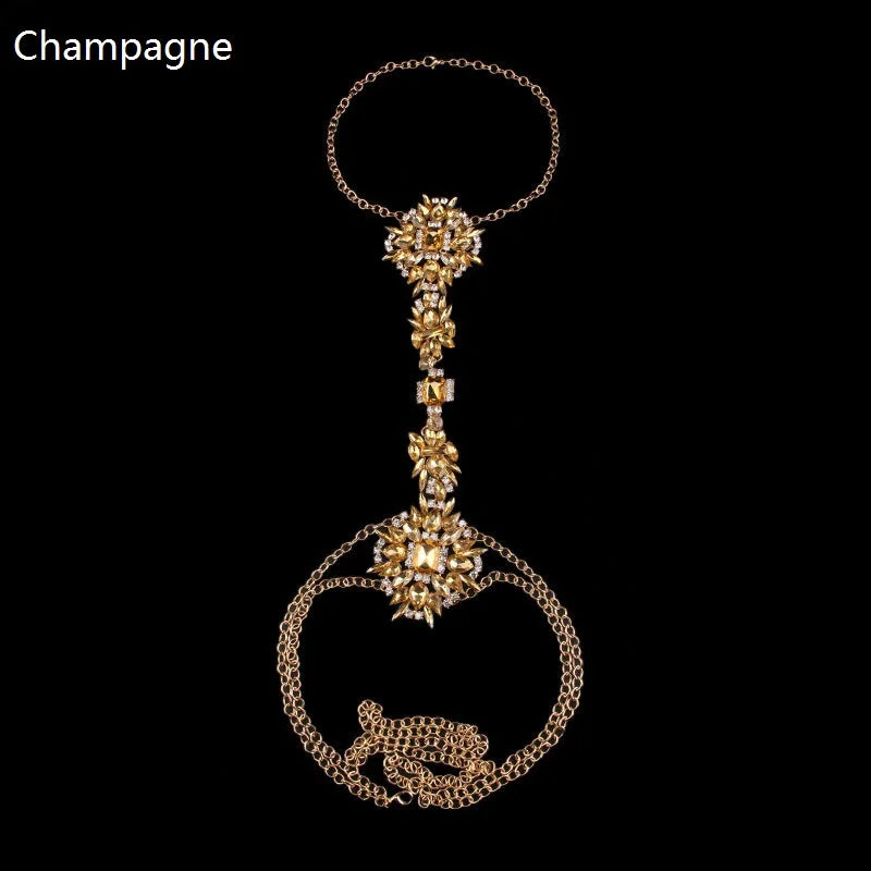 Boho Rhinestone Statement Chest Chain Crystal Necklace Body Chain For Pregnant Women Photography Props Peaceful Pleasures Health and Wellness Champagne One size China Mainland