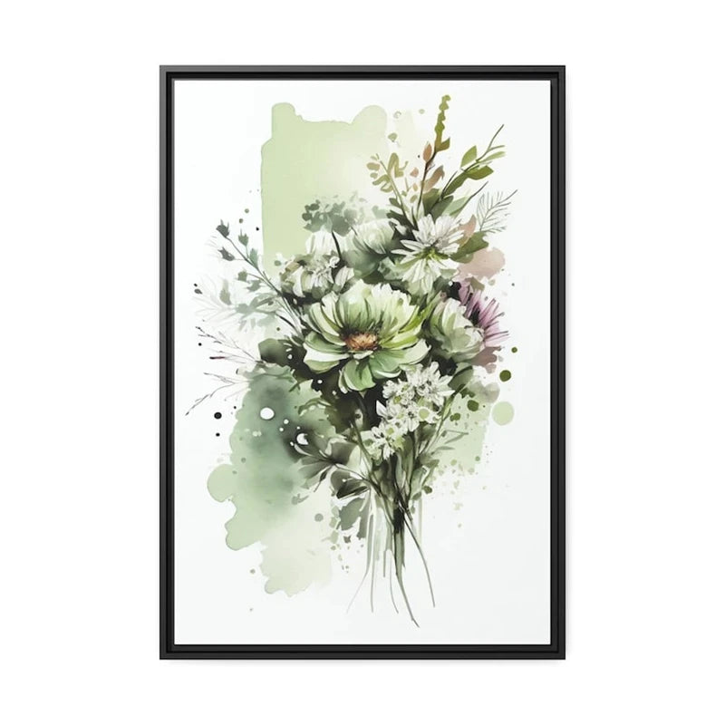 Colorful Flowers Watercolor Canvas Wall Art Print | Unframed