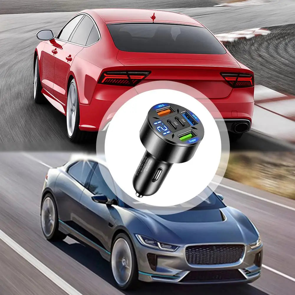 250W 5 Ports Car Charger Fast Charging 2PD QC3.0 3USB C Car Phone Charger Adapter With Voltage For iPhone Samsung Huawei Xiaomi Peaceful Pleasures Health and Wellness