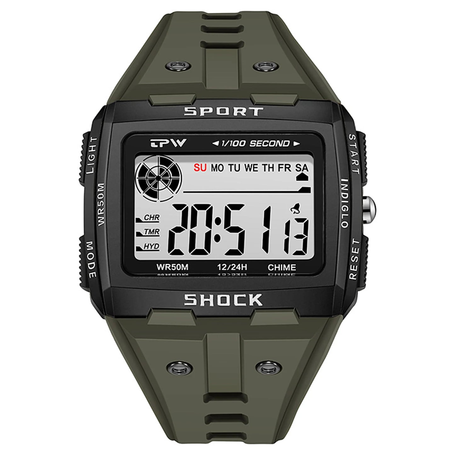 Waterproof Sports Wristwatch Multifunctional Student Alarm Clock Electronic Watch for Kids Boys Girls Gift Peaceful Pleasures Health and Wellness Army Green