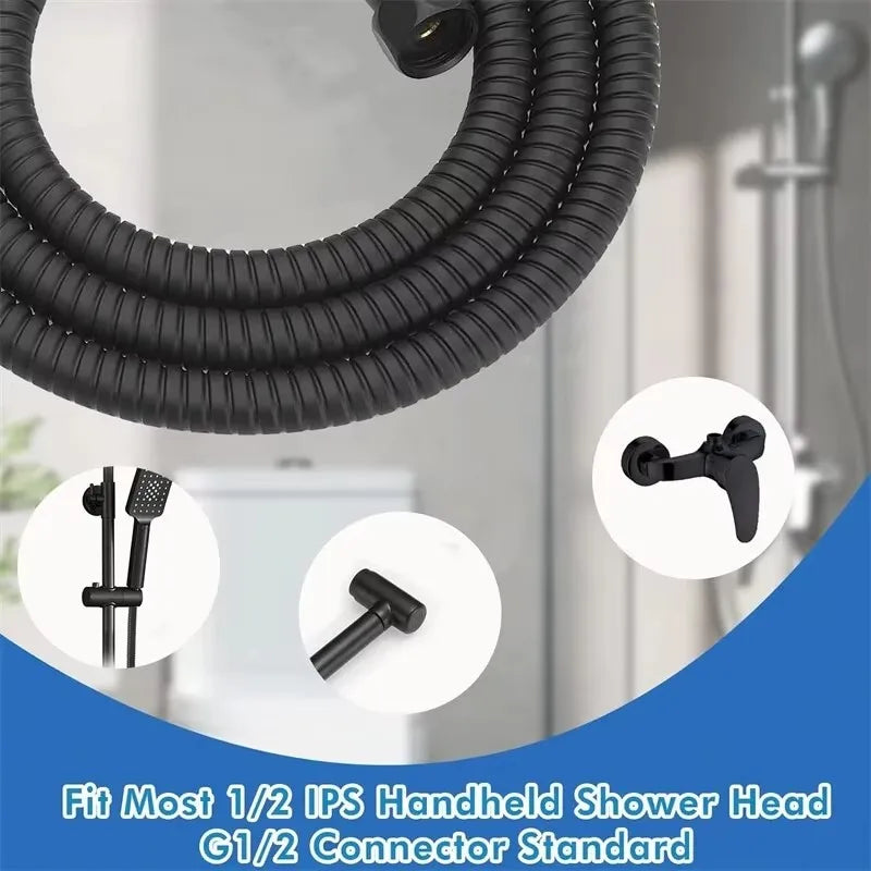 Black Flexible Shower Hose 1.5M 2M 3M – Stainless Steel