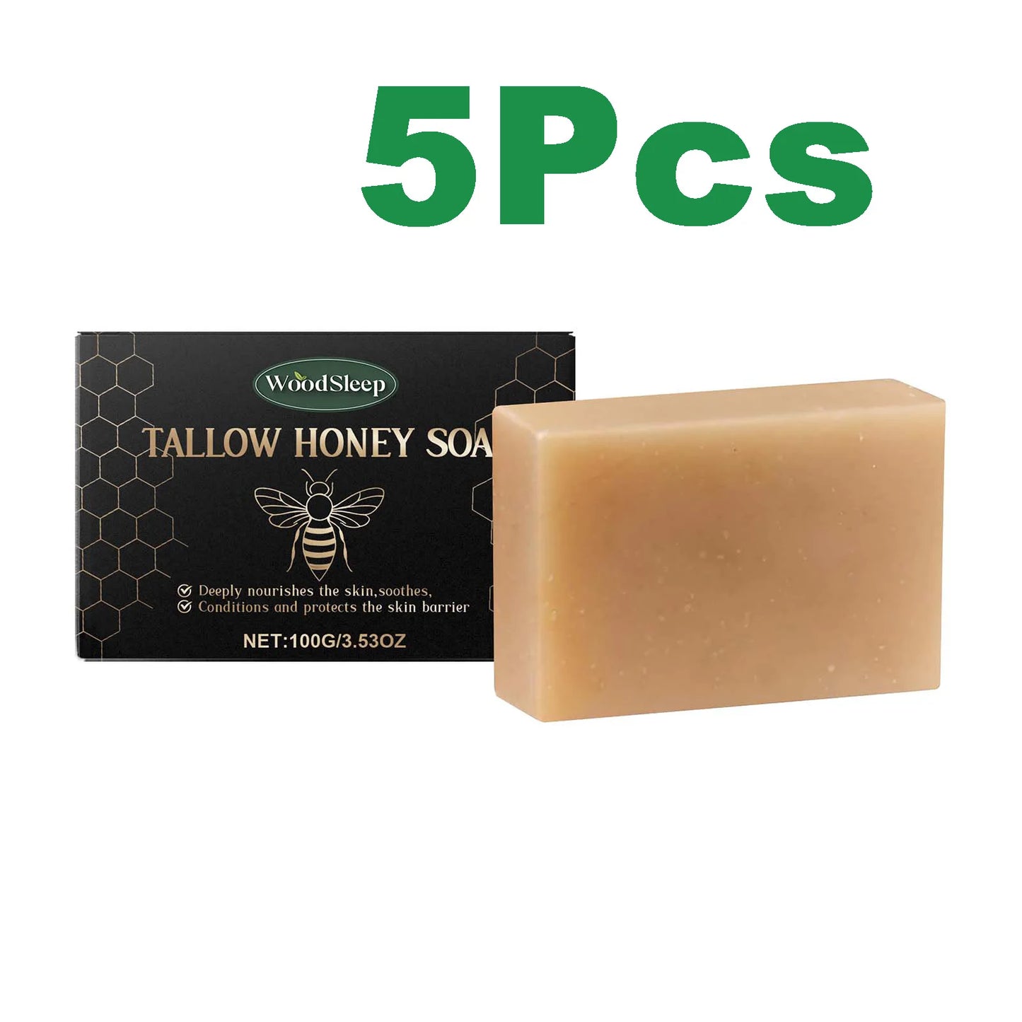 Tallow & Honey Soap Bar – Face & Body Moisturizing Cleanser Peaceful Pleasures Health and Wellness 5 x 100g Boxed