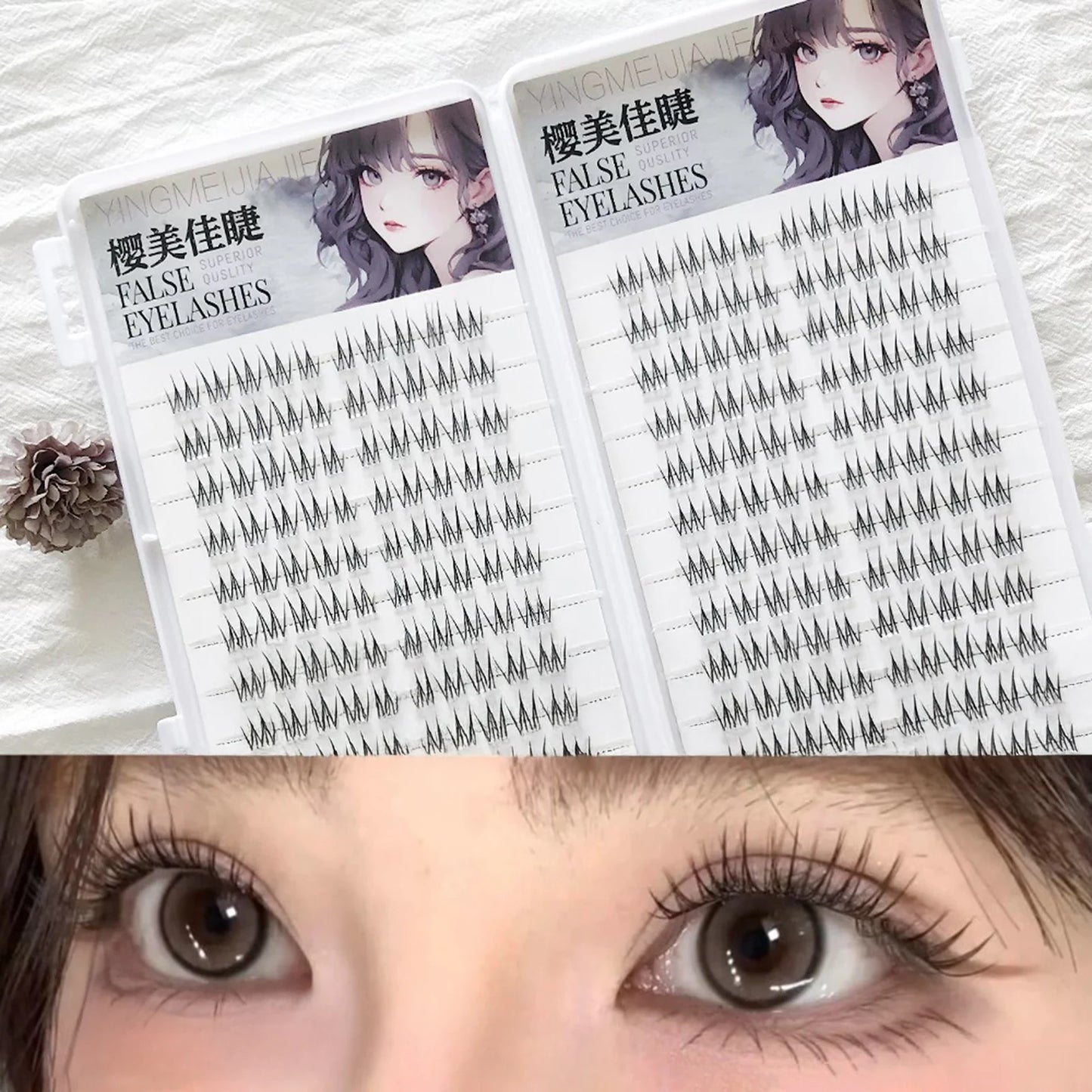 Natural Korean False Eyelash Clusters – Glue-Free DIY Lashes