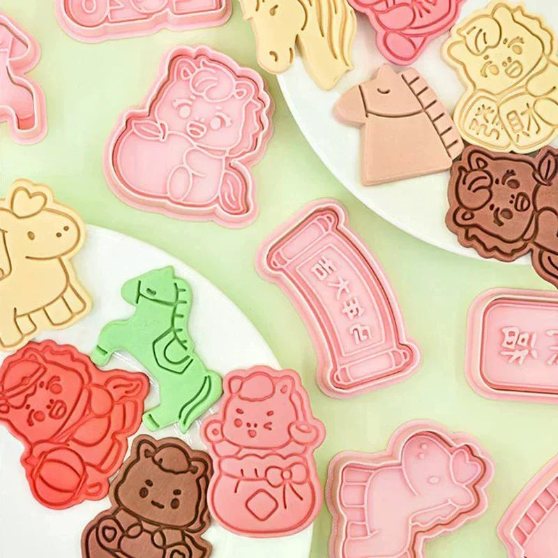 3D Horse Cookie Cutter Stamp | Chinese New Year Baking Mold Cookie Cutter Mold Peaceful Pleasures Health and Wellness