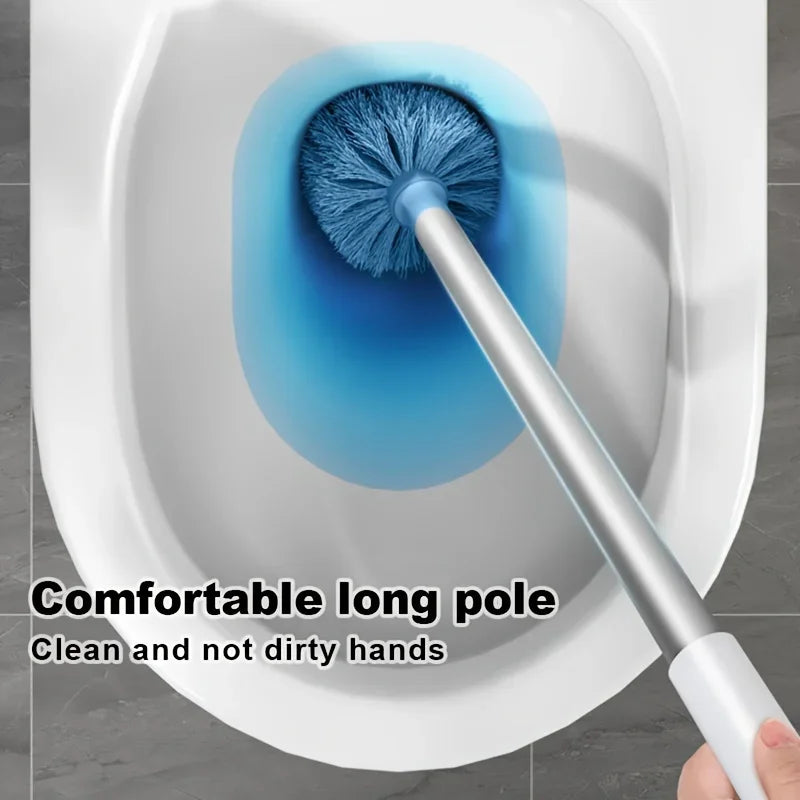 Wall-Mounted Toilet Brush Set with Flexible Long Handle Holder