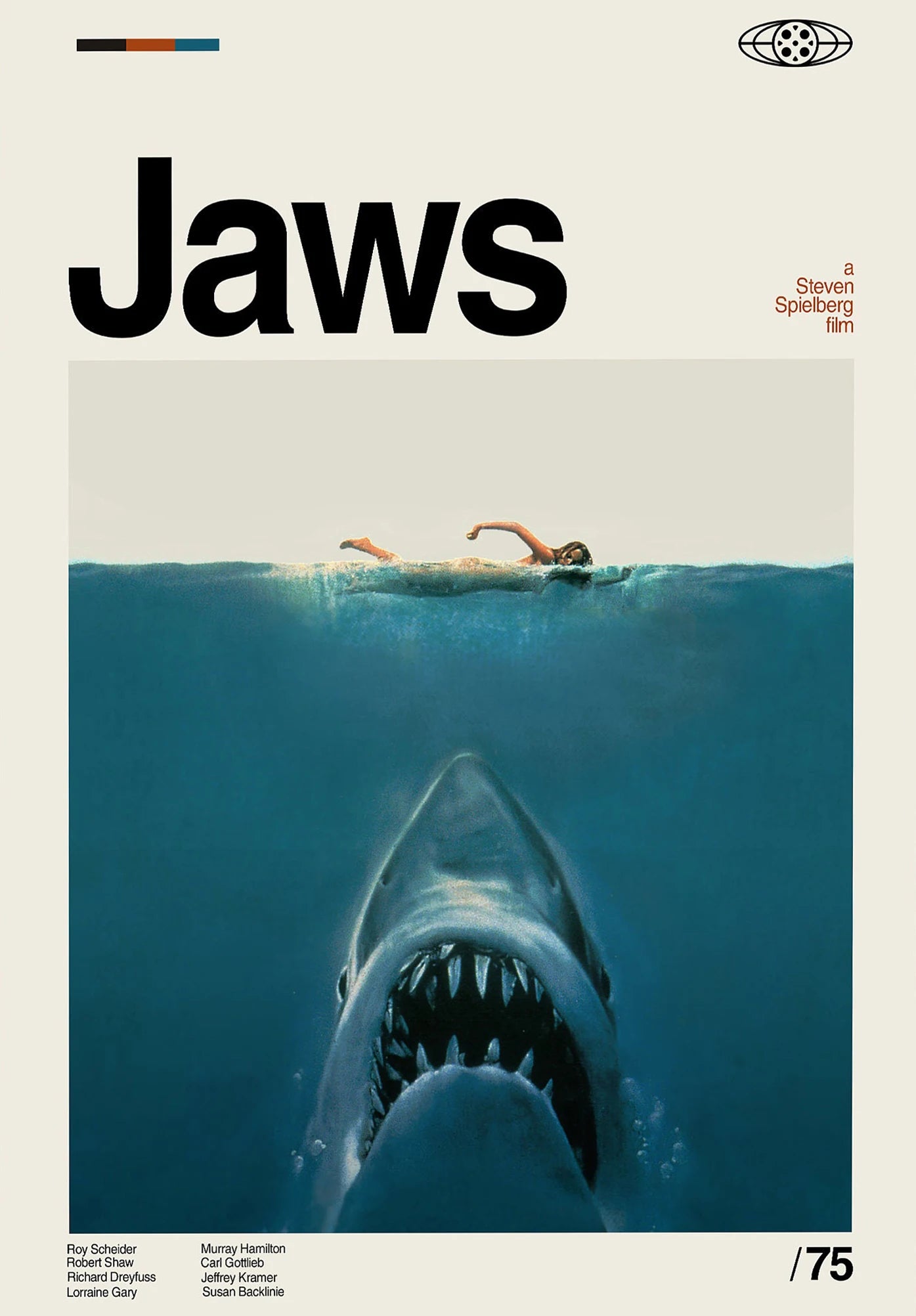 Jaws Posters Shark Canvas Painting Mordern Wall Art Picture Living Room Bedroom Home Decor American Classic Horrible Movie Peaceful Pleasures Health and Wellness T80296-12 20x30cm Unframed