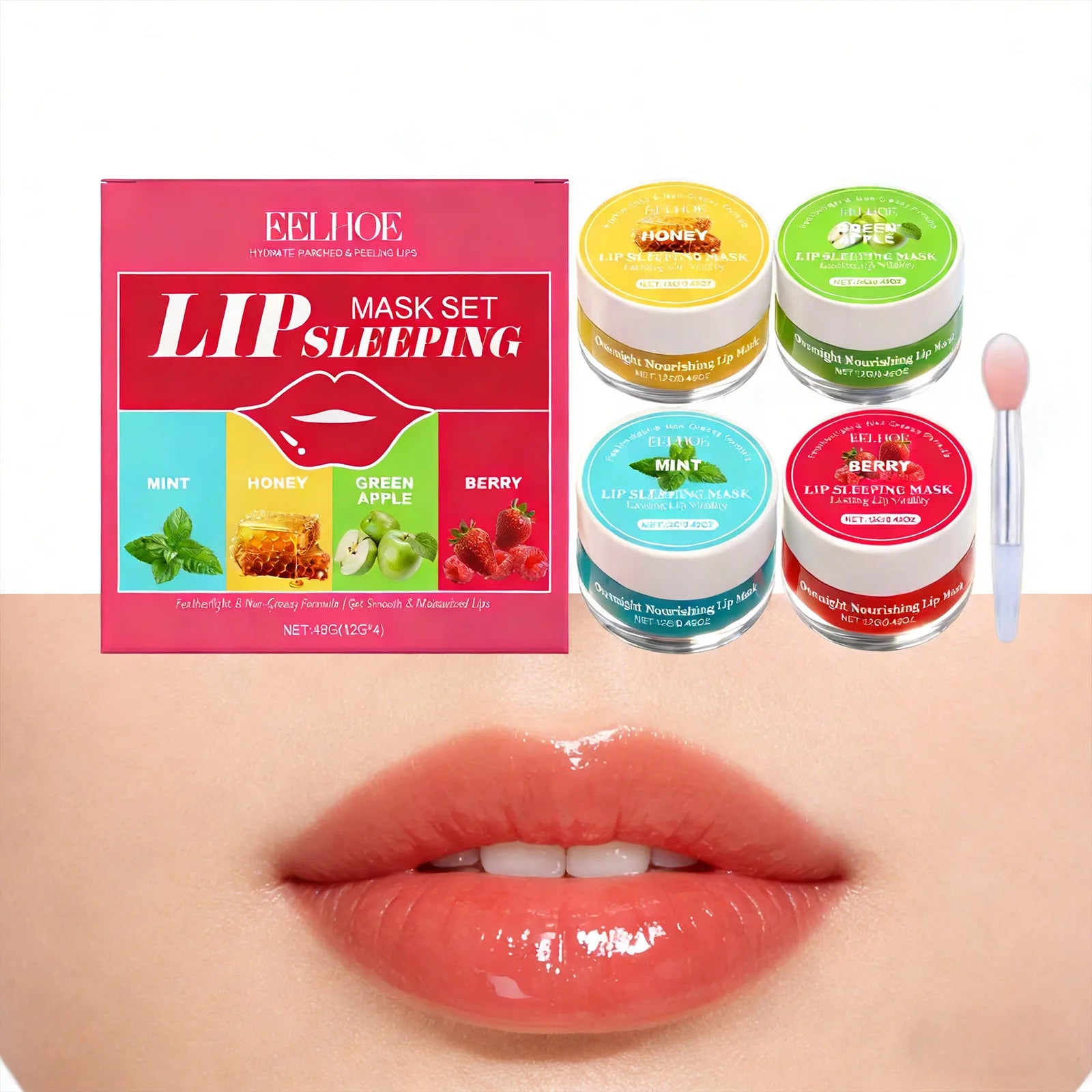 EELHOE 4-Flavor Sleep Lip Mask – Moisturizing Dead Skin Repair Sleep Lip Mask Peaceful Pleasures Health and Wellness