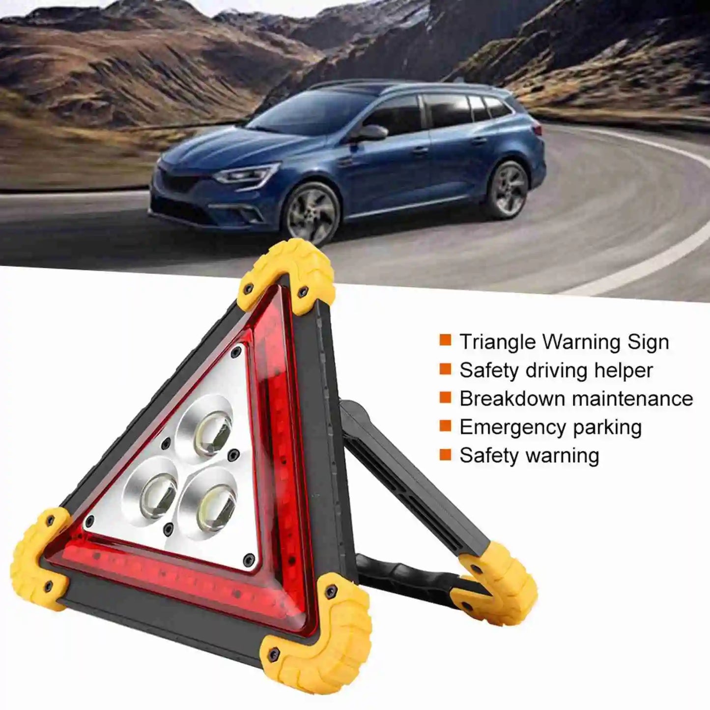 30W LED Emergency Triangle Warning Light | Car Breakdown Safety