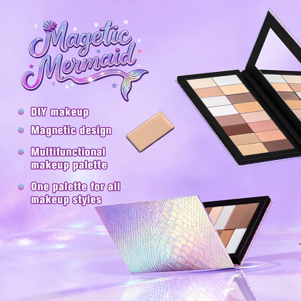 Lakerain Magnetic Mermaid DIY Eyeshadow Palette – 16 Shades