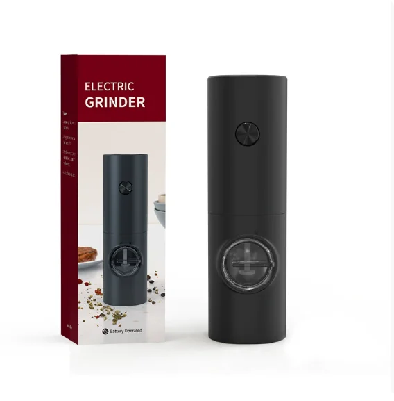 Electric Automatic Salt and Pepper Grinder Set with Led Light Grinder Set Spice Mill Adjustable Spices Grinder Kitchen Tools Peaceful Pleasures Health and Wellness black-battery1pcs