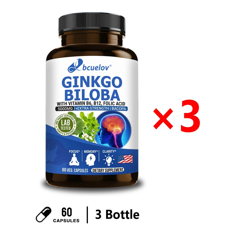 Advanced Nootropic Brain Booster Supplement Improves Memory,Enhances Focus,Boosts Nerve Energy & IQ Health Vitamins B12, B6 Peaceful Pleasures Health and Wellness 3 bottle
