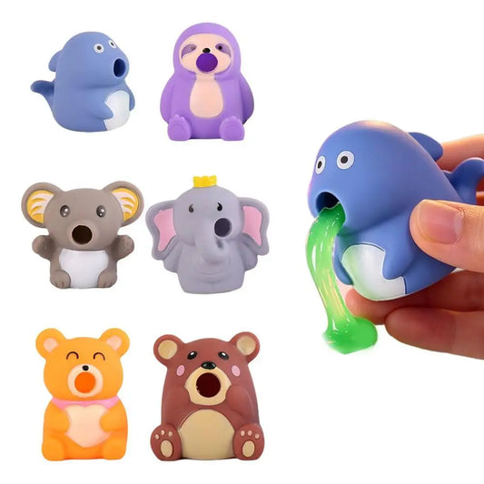 Funny Animal Toy Slime Vomiting Goo Sensory Stress Relief PVC Squeaky Peaceful Pleasures Health and Wellness