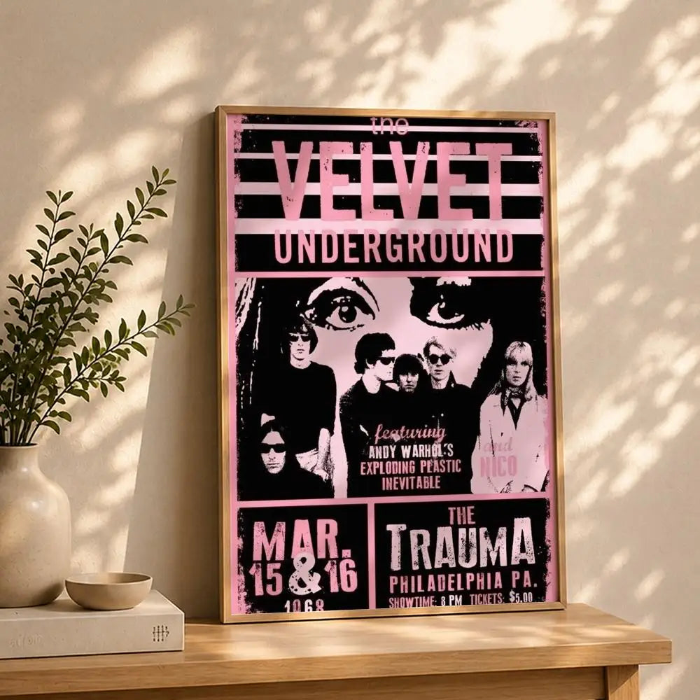 Band T-The Velvet UndergroundS Poster HD Self Adhesive Waterproof Wall Art Ideal for Home Office Dorm Bedroom Great Gift Peaceful Pleasures Health and Wellness White9 30X40cmNoframe