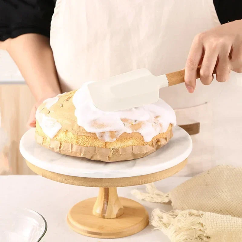 Kitchen Butter Scraper Baking Tools Mixer Spatula for Pastry and Pastry Accessories White Chocolate Wooden Handle Cake Utensils Peaceful Pleasures Health and Wellness