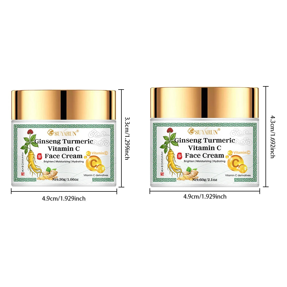 SUYARUN Ginseng & Turmeric Face Cream - Intense Moisturizing, Anti-Aging, Brightening Skincare for Dry/Sensitive Skin Peaceful Pleasures Health and Wellness