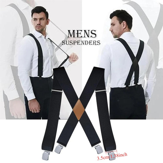 2" Heavy Duty X-Back Clip Suspenders for Men & Women Clip-On Suspenders Peaceful Pleasures Health and Wellness