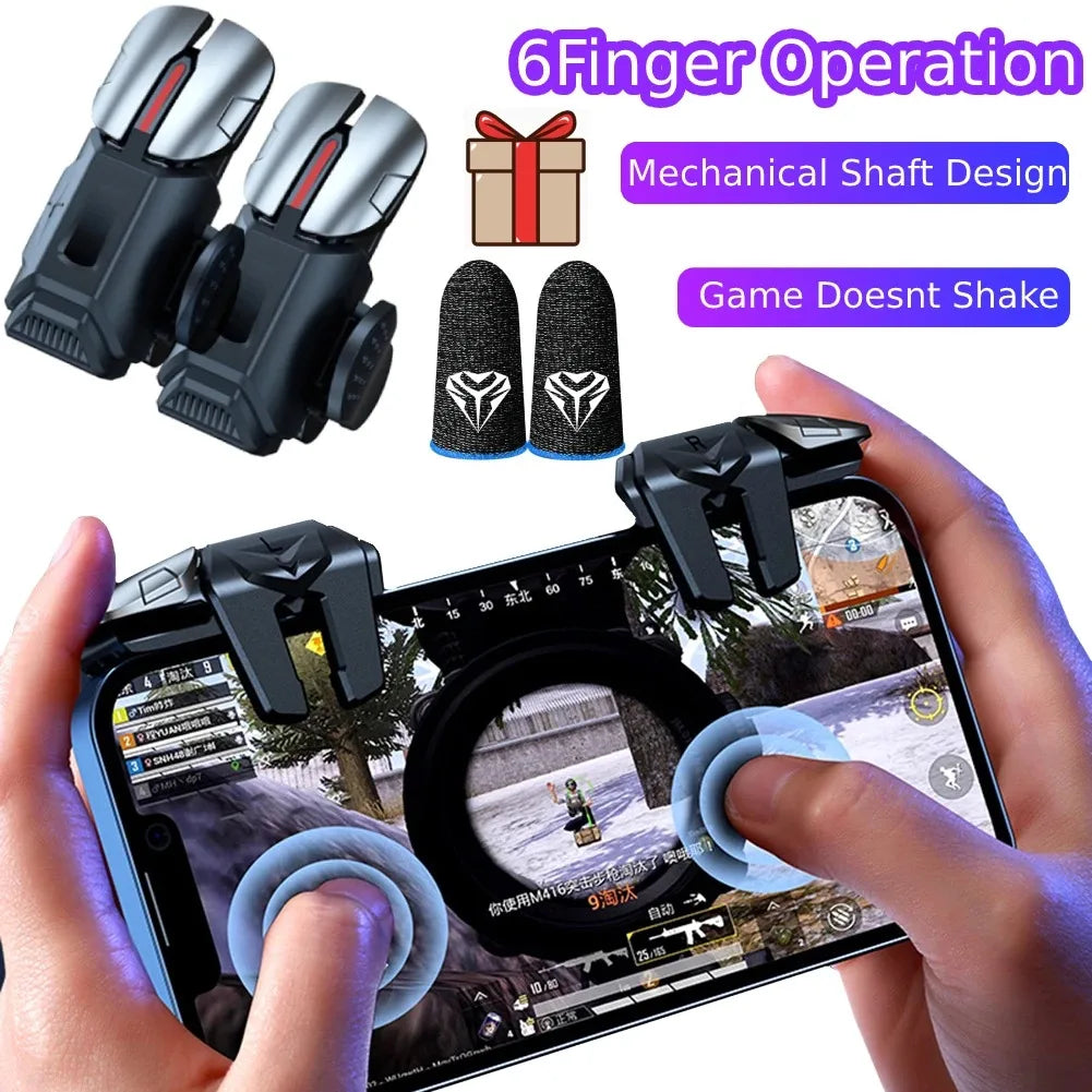 G21 Mobile Phone Game Trigger Gamepad Joystick 6-Finger Aim Shooting L1 R1 Key Button Game Fingertips For PUBG Game Controller Peaceful Pleasures Health and Wellness
