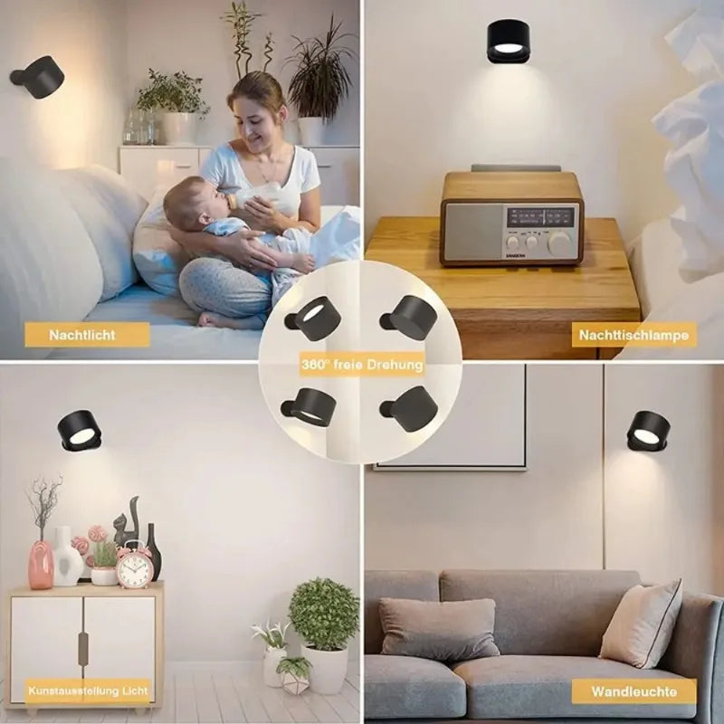 RTONTR LED Magnetic Wall Lamp | USB Rechargeable Dimmable