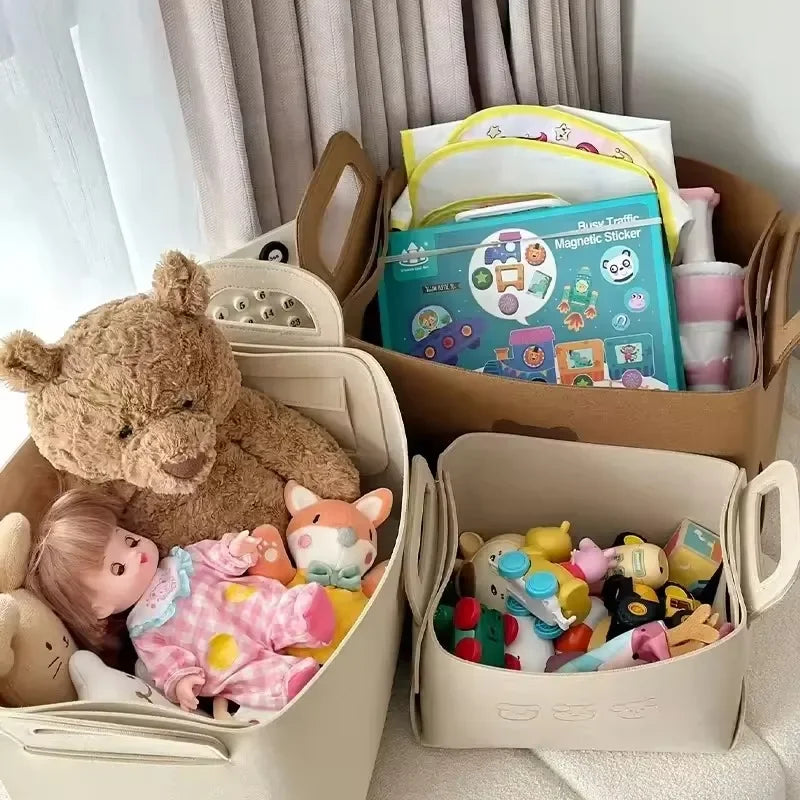 Foldable Felt Storage Basket – Car Trunk & Toy Organizer