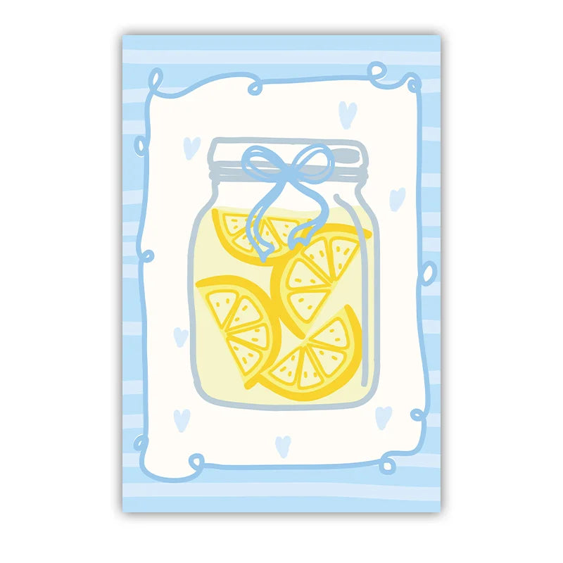 Kitchen Wall Art, Nordic funny Lemon Dessert Canvas Painting, Minimalist Poster Print for Dining Room Wall Decor Peaceful Pleasures Health and Wellness